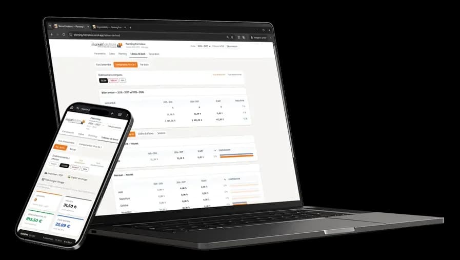 Planning Formateur sur ordinateur et smartphone