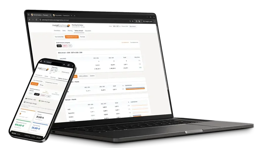 Planning Formateur sur ordinateur et smartphone